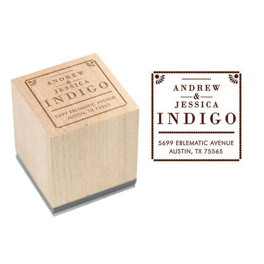 Indigo Wood Block Rubber Stamp